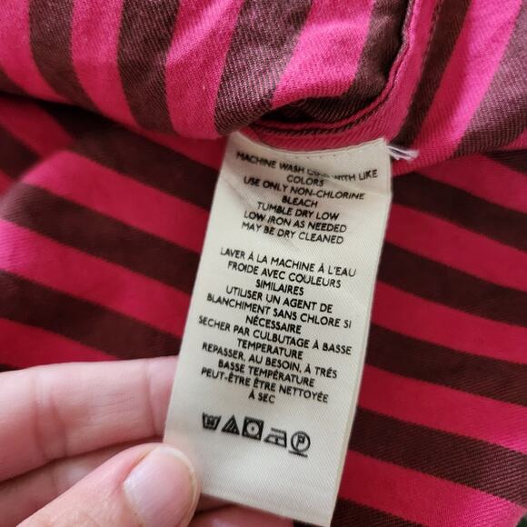 We The Free People Freddie Striped Shirt Size Large Womens Buttonup Oversized - Picture 9 of 10